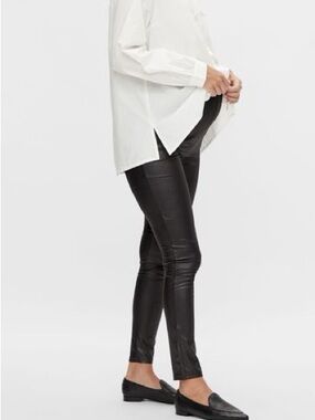 Mamalicious Maternity Faux Black Leather Leggings NWT